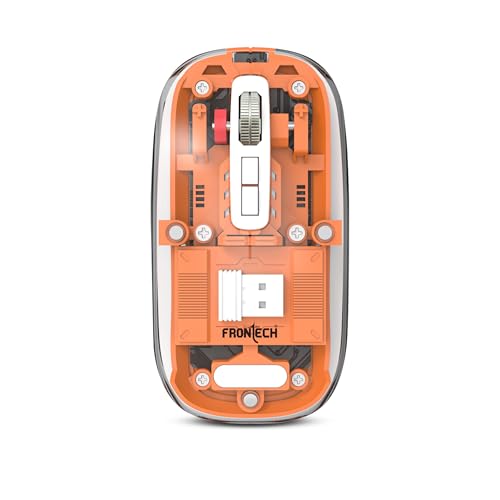Image of FRONTECH 2.4G & Bluetooth Wireless Mouse | 3200 DPI | 5 Buttons | Transparent Ultra-Slim Design | 300mAh Rechargeable | USB to Type-C (MS-0075)