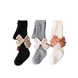 Feidoog 3 Pack Baby Girls Cable Knit Tights Seamless Leggings Bowknot Pantyhose Stockings,Black+White+Gray,4-6T