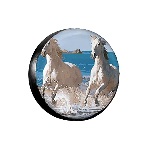 Housse de Roue 14 Pouces Cheval de Plage Couvre-Pneu en Housses De Roue De Secours Couvre Pneu Imperméable Anti Poussière Neige pour Auto Remorque Camping Car Camion 60-69cm Cover