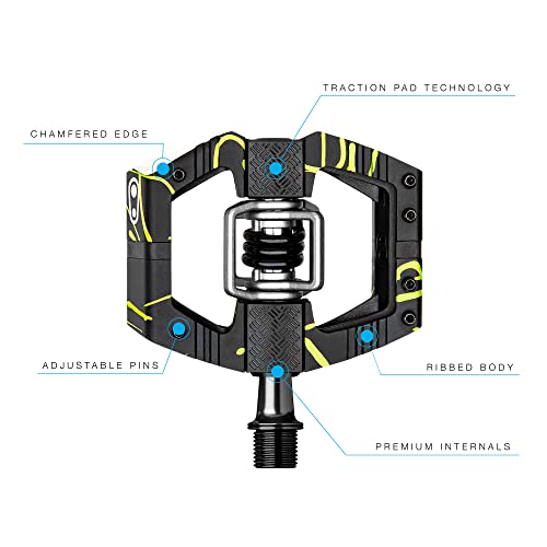 Crankbrothers Mallet-E LS Long Spindle Bicycle Pedals 9/16", Splatter Green, Black/Green - Image 3