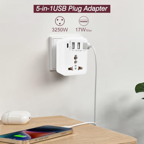 Image of MX Universal MultiPort Travel Adapter with AC Socket, 1 Type-C PD Port & 3 USB Ports, 2500W Power Output, Compact Cordless Extension Board for Home, Office, Hotel & Travel Use, Pack of 10