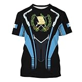 BJU Guatemala Flag T-Shirt Flag Badge Novelty Tee Printed Crewneck Short Sleeve Casual Top Unisex