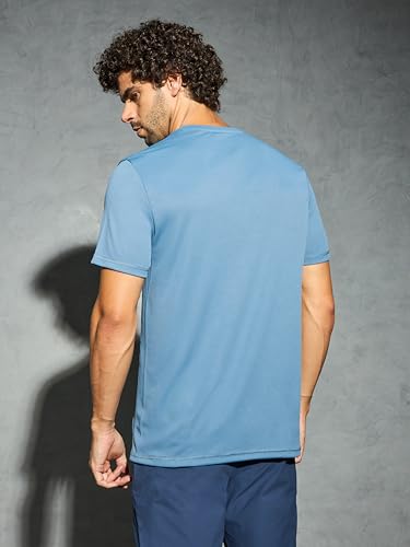 Image of TECHNOSPORT Men's 100% Polyester Slim Fit Solid Short Sleeve T-Shirt for Gym, Workout, Sports and Regular Use - Pack of 2