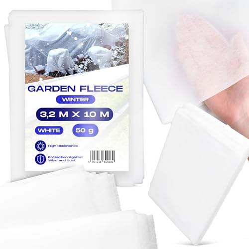 Manta Térmica Agrícola Protección Plantas 3,2 x 10m 50g Blanca Invierno Gruesa Velo Protector Cosecha Crecimiento UV Hortalizas Protege Plantas y Hortalizas del Frío y el Viento Tela Antiheladas