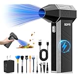 SDFM エアダスター 電動 小型 ブロワー 【52m/s超強風速＆10W迅速充電器付き】 130000rpm高速回転 強力 電動エアダスター 風量調整 ブロアー Type-C充電式 ミニ ぶろわー 強磁力・取替えノイズ 洗車・掃除・空気入れ対応【ブラック】 (ブラック)