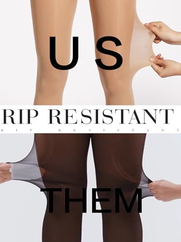 Image of HOTBOSS Unbelievable Durability Tights, Rip Resistant Pantyhose, 40D Semi Sheer High Waist T-Crotch Strong Tights for Women