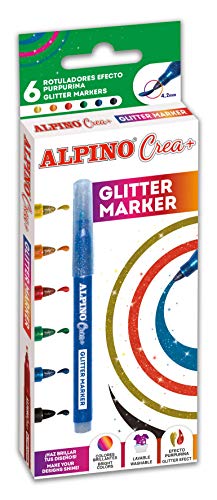 Alpino Crea Glitter Marker, Rotulador Con Purpurina, 6 Unid.- Ar000178