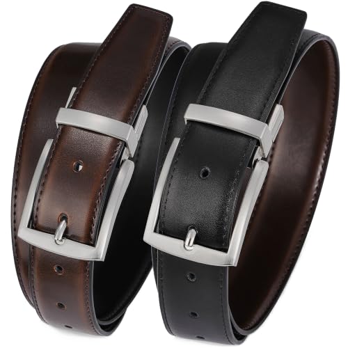 Image of MILORDE Reversible Belt for Men - Adjustable Size - Premium Leather - Double Style in One Belt