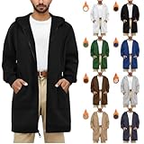 Rkwins Hoodies for Men Long Fleece Lined Hoodie Zip Up Hooded Sweatshirt Plus Size Winter Jacket Casual Warm Sweatshirts