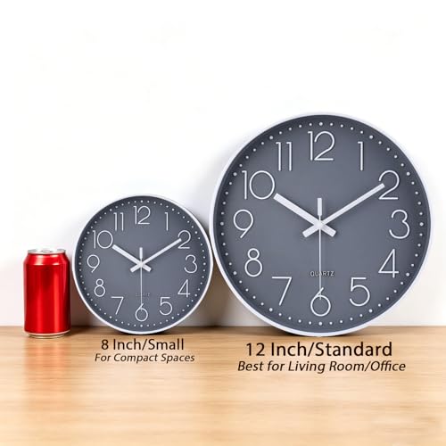 Image of jomparis Wall Clock 12 Inch Non-Ticking Silent Battery Operated Round Wall Clock Modern Elegant Simple Style Clock for Home Office Kitchen Bedroom Living Room