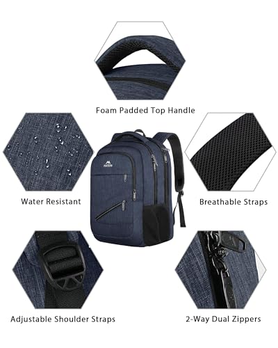Image of MATEIN Extra Large Laptop Backpack for Men, 50 L Travel Carry On TSA Approved Backpack with Trolley Sleeve, Waterproof Business Work Bag Fits 18.4 Inch Computer Notebook, Dark Blue