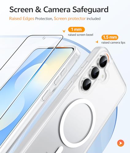 Image of FNTCASE for Samsung Galaxy S25 FE Case: Magnetic Translucent Matte Military Grade Drop Proof Protection Cell Phone Cover - Slim Rugged Durable Shockproof Protective S25Fe Cases (White-6.7 inch)