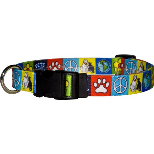 Image of Yellow Dog Design Pets for Peace Dog Collar - Size Medium 14 inch - 20 inch (1 inch Wide)