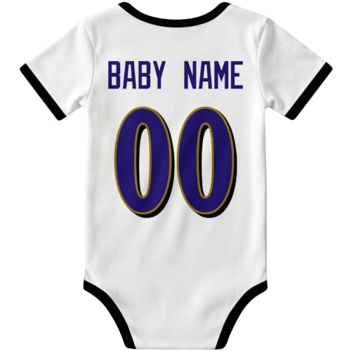 Image of KREDE Baby Clothes Custom Name Bodysuit for Baby Boy Gifts | Short Sleeves Bodysuit with Custom Number Name