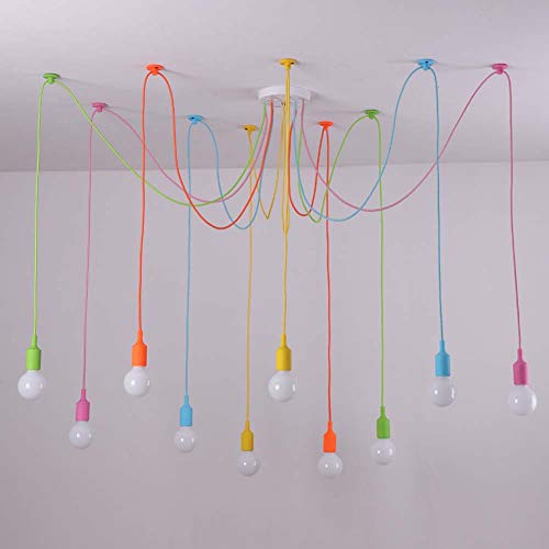 Luminaire multicolore vintage suspension suspendu rétro câble réglable chambre hôtel