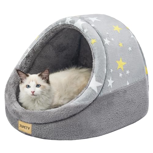 Jiupety Camas para gatos de interior, bonita cama cueva para gatos y cama para gatitos, cueva grande para gatos y cama cubierta para gatos con parte inferior antideslizante, cojín extraíble lavable, M