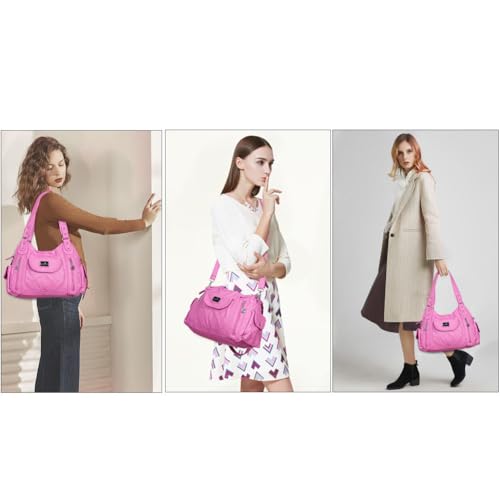 Image of Angel Kiss Purses for Women, Large Shoulder Bag Hobo Tote Purse Mutipocket Faux Leather Satchel Hobo Purse