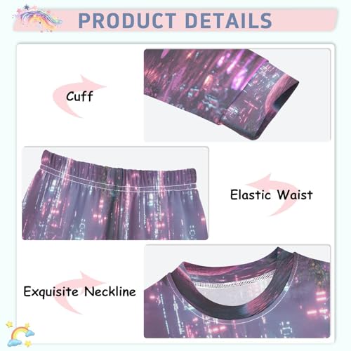Pajama Sets Long Sleeve Cute Neon Capybaras Soft Comfy Sleepwear 2 Piece PJS 3-8T4