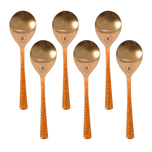 Image of Copper Made Baby Tea Spoon Set - Pack of 6 | Metal Kitchen Dining and Cutlery | Stainless Steel and Copper Metalic Finish | A Touch of Elegance to Your Dining and Serving