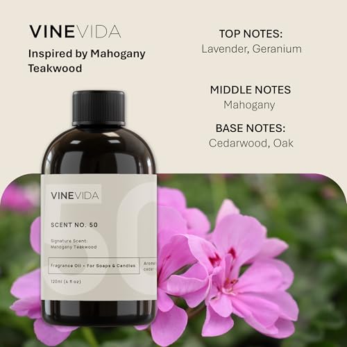 VINEVIDA [4oz] Mahogany Teakwood Fragrance Oil for Candle Making - Candle Fragrance Oil, Made in USA - Scents for Soap Making - Natural Candle Fragrance Oil - Soap Scents
