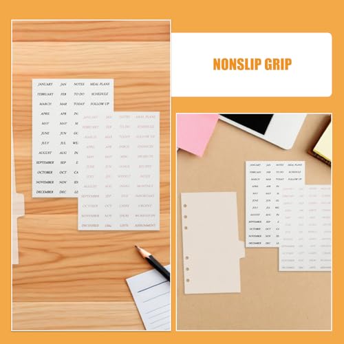 Healvian 6pcs A6 Binder Dividers with Tab and Colorful Stickers, Pp Plastic Reusable Planner Inserts for Office Organization, 6 Hole 6 Ring Monthly Index Divider Tabs for Easy Planning - Image 8