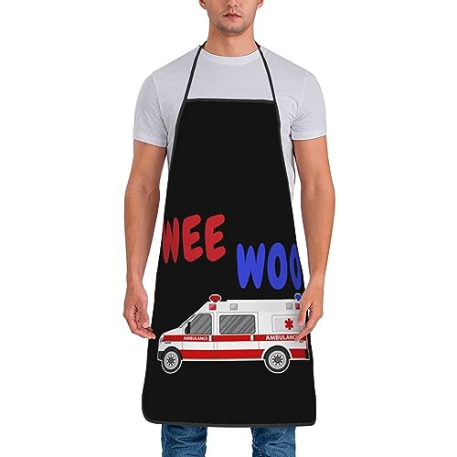 Zusolf Wee Woo Ambulance Amr Funny Ems Emt Paramedic Adjustable Chef Aprons For Kitchen, Cooking, Bbq & Grill