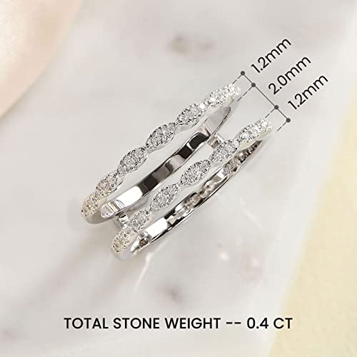 Cubic Zirconia Twisted Wedding Band for Women Guard Ring Enhancers Stackable Engagement Ring White 925 Sterling Silver Size 4-123
