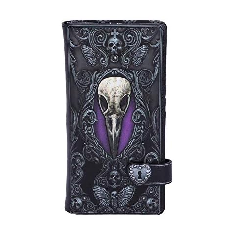 Nemesis Now Embossed Purse, Gothic Wallet, 18.5cm - Nevermore Raven Cover