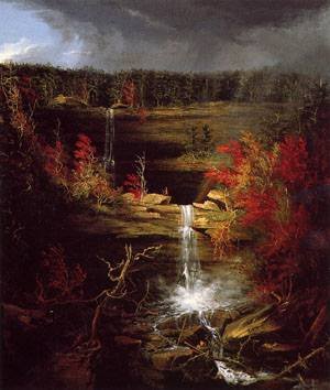 Peinture à l'huile Falls de Kaaterskill 1826 Thomas Cole pour décoration salon chaleureuse