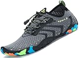 Badeschuhe Damen SAGUARO Unisex Badeschuhe Aquaschuhe Wasserschuhe Schwimmschuhe Weiche Atmungsaktiv Leicht rutschfest Schuhe Für Damen Herren, Grau 40