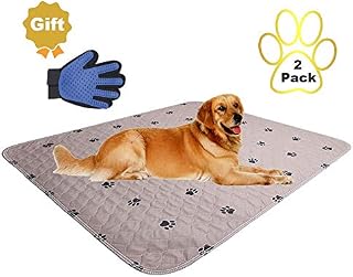 SincoPet Reusable Pee Pad + Free Puppy Grooming Gloves/Quilted, Fast Absorbing Machine Washable
