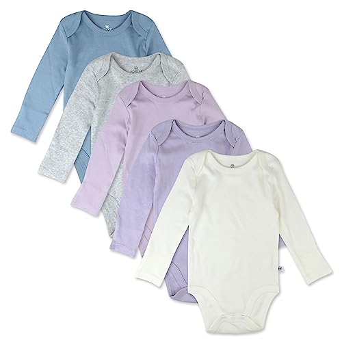 Image of HonestBaby baby-girls 5-pack Long Sleeve Bodysuits One Piece 100% Organic Cotton for Infant Baby Girls