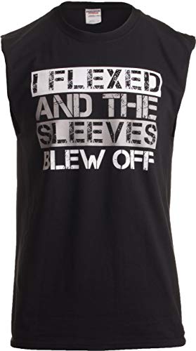 Flexed & the Sleeves Blew Off - Funny Weight Lifting Body Builder Fell Tank Top-XL Black