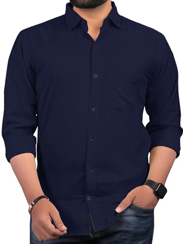 Image of Men Regular Fit Solid Spread Collar Casual Shirt