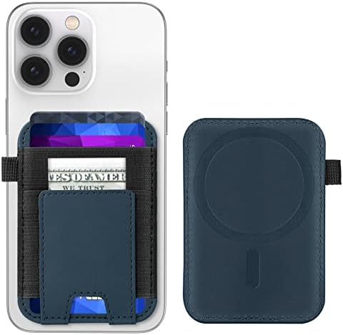 Magnetic Card Holder Wallet for Apple MagSafe, Magsafe Wallet for iPhone 14 Pro Max/14 Pro/14/14 Plus/13/12, MagSafe Leather Wallet, Magnetic Wallet for iPhone 14/13/12 Series, Fit 7 Cards, Blue