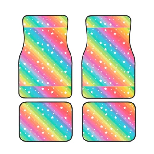 Alfombrillas para coche con líneas coloridas juego de 4 piezas antideslizantes de neopreno