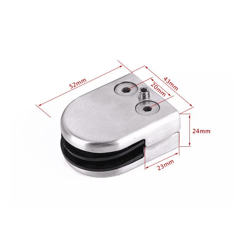 Soporte para cristal de acero inoxidable pulido, para diferentes materiales de vidrio con un grosor de 5/16-2/5 pulgadas, plateado, 20 unidades