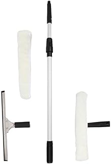 HOLIDYOYO 2 in 1 Window Squeegee Cleaner Window Cleaning Squeegee Kit with Extension Pole Microfiber Scrubber for Window Glass Door Car Home Floor