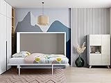 Cama abatible Malina con Apertura Horizontal - 140 x 200 cm - Blanco y Gris