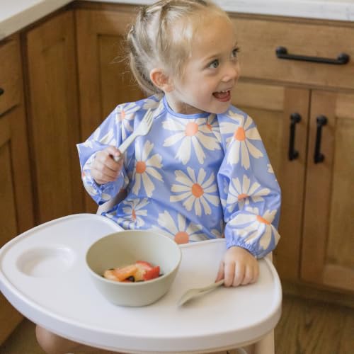 Image of Tiny Twinkle Long Sleeve Bib for Babies & Toddlers | Waterproof Smock Bib for Eating | Machine Washable & Mess-Proof Feeding Essentials | Newborn Shower Gift (Daisies, 6-24M)
