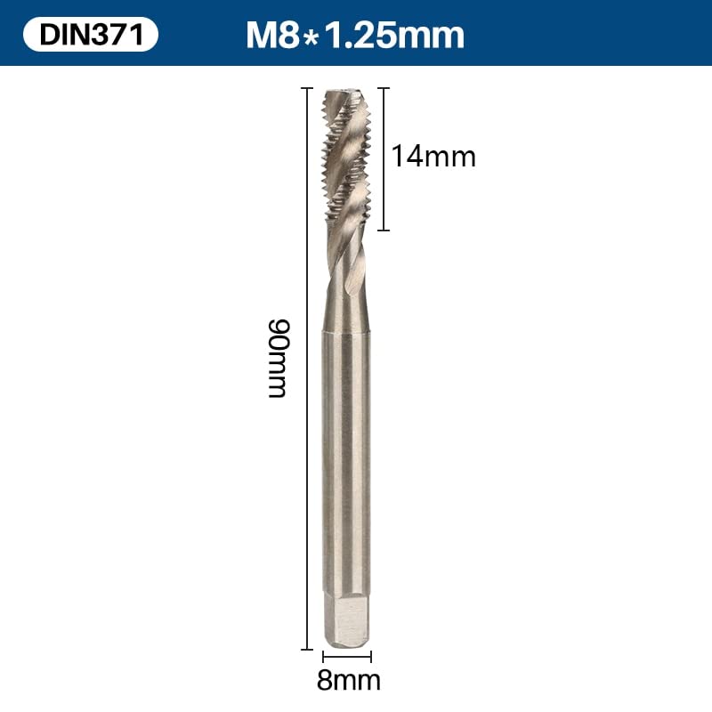1pc* DIN371 HSS Hex Shank Screw Tap Drill Bits M3-M14 Screw Thread Metric Tap for Metal-Working Tools Countersink Deburr Set (Color : M8x1.25)