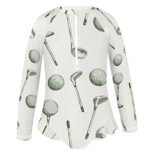 ALAZA Toddler Swimsuit Girl Bathing Suit Swimwear Rash Guard Golf Culb Long Sleeve 3T2