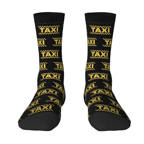 Taxi Driver Cab Mid Calf Socks for Men's and Women's Soft Breathable Cotton Crew Socks