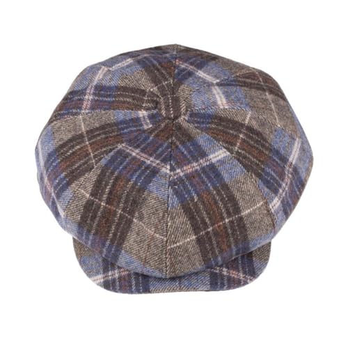Image of The Tie Hub Wool Flat Cap for Men & Women | Adjustable Vintage Newsboy Gatsby Hat for Casual, Travel, Outdoor | Free Size Herringbone Ivy Style Cap
