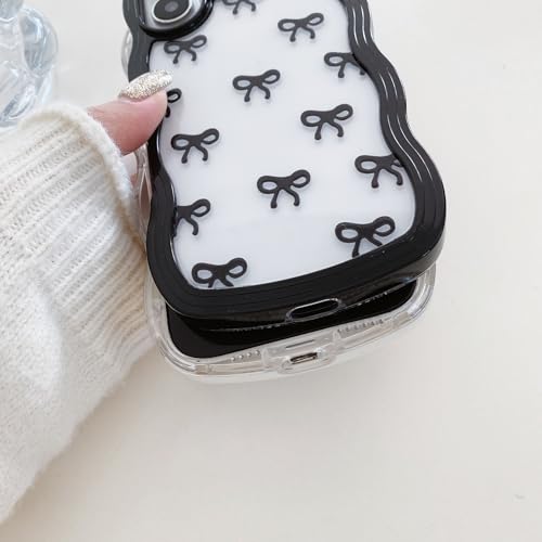 Étui pour iPhone 16 Plus transparent avec nœud chic pour le quotidien