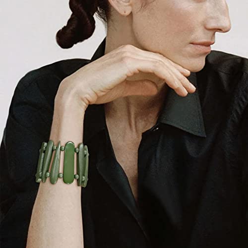 Coiris Wooden Bracelet Shaped Teardrop Bangle Strand Bracelet For Women Men(Br-1213-Olive) #TOP3