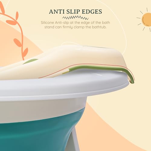 Image of Baybee Ziga Baby Bath tub Seat for Babies | Portable Baby Bather with Anti Non Slip Edges & Suction Cup | New Born Baby Bathing Tub | Hanging Baby Shower Bath Tub for 0 to 12 Months (Green)