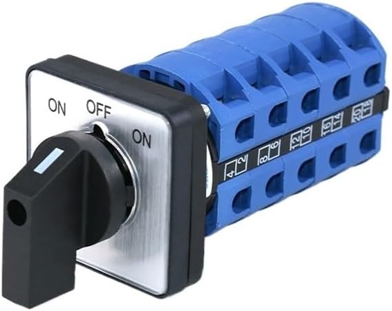 SZW26/LW26-25 25A 5NO+5NC 5 Poles ON Off ON 20 Screws 660V External Rotary Knob Switch 48x48mm Panel