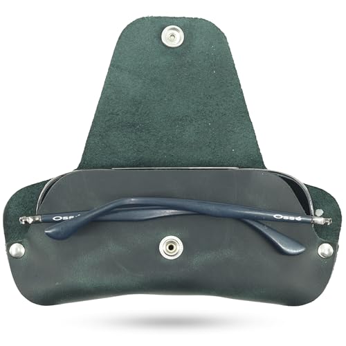 Image of Toprank Leather Eyeglass Case - Handmade Slim Sunglasses Holder, Genuine and Universal Fit for Men and Women