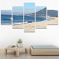 SIGNWIN 5 Panel Canvas Wall Art Aerial Beach Beach Coastal Cool Minimalism Multicolor Photography Relax/Calm for Home Decorations Ready to Hang - 60